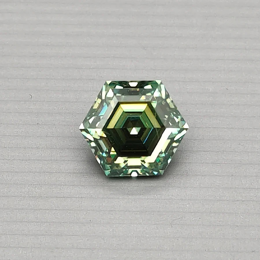 Hex Cut - Green Moissanite