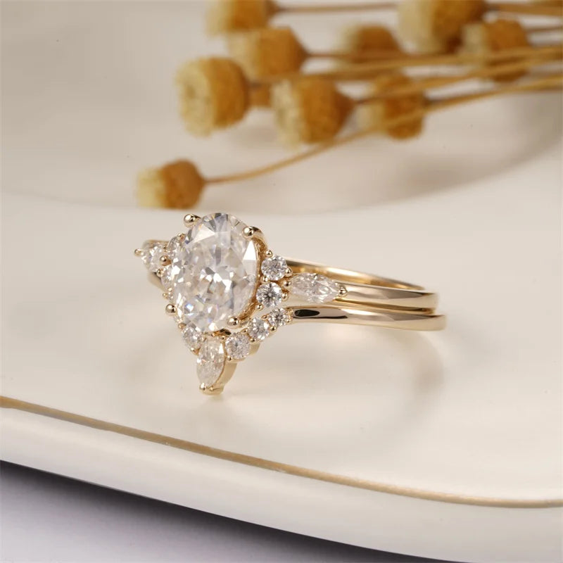 Moissanite engagement ring - 14K YellowRose gold