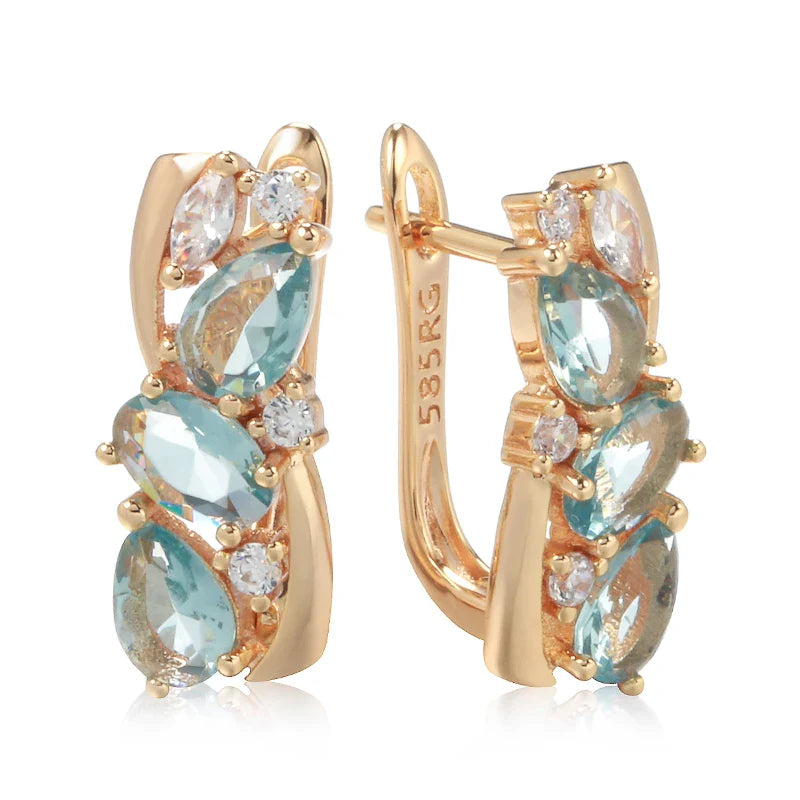 Blue Zirconia Gold plated Earrings