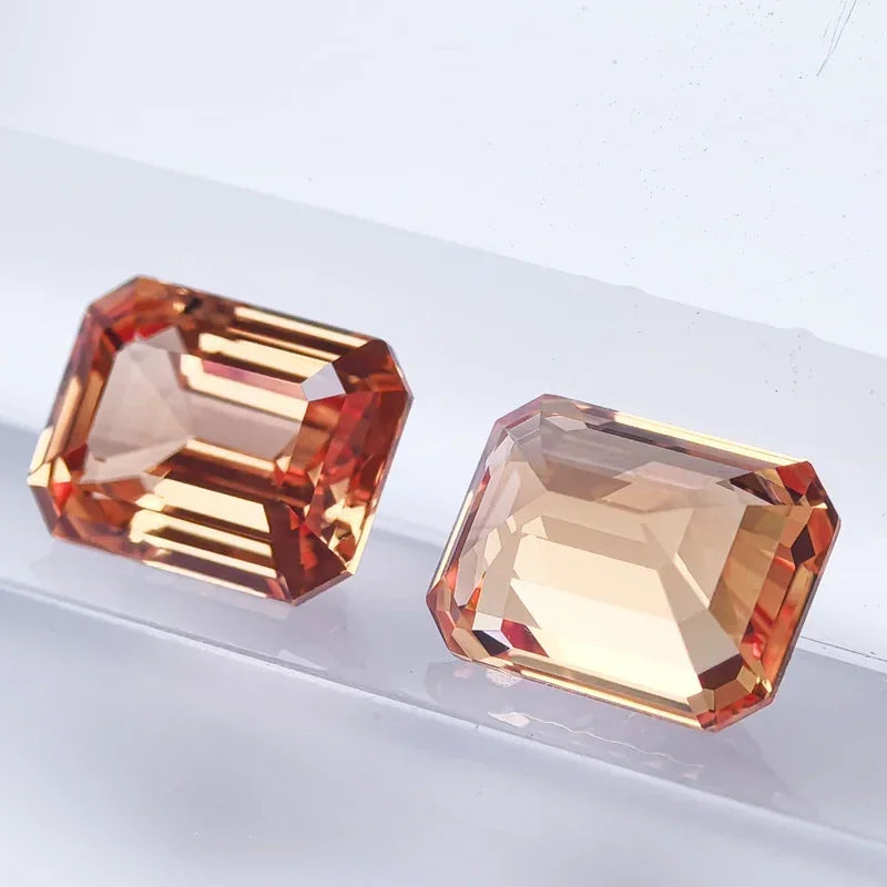 Emerald-Cut Sapphire-Orange-Lab grown