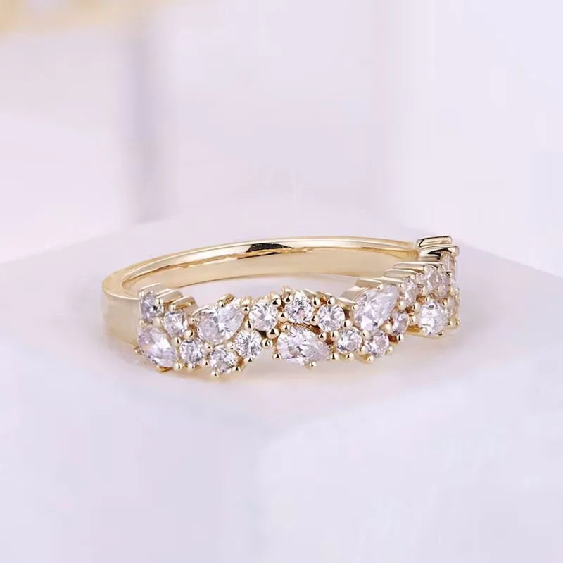 Elegant Pear And Round Cut Moissanite Wedding Band