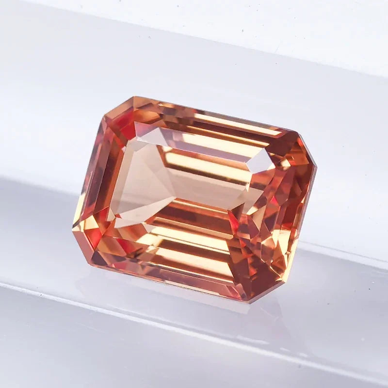 Emerald-Cut Sapphire-Orange-Lab grown