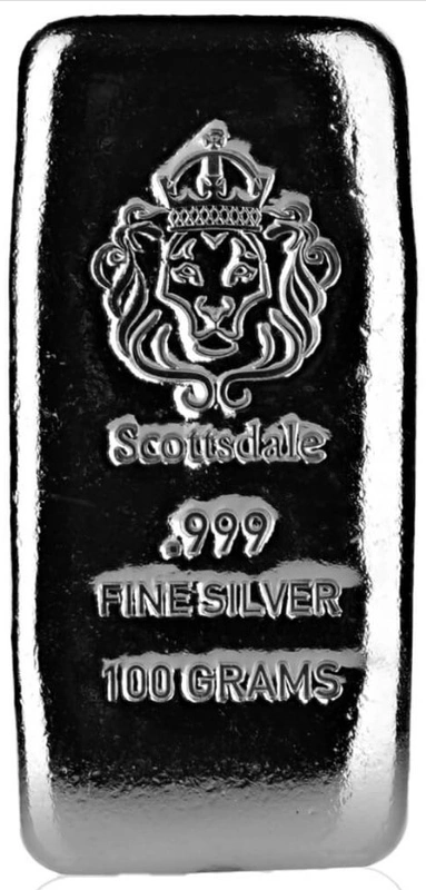 100g Scottsdale Mint Silver Bar – Cast Bullion