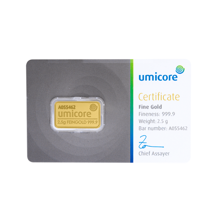 Umicore Gold Bar – .9999 Fine Gold (Sealed or Cast)